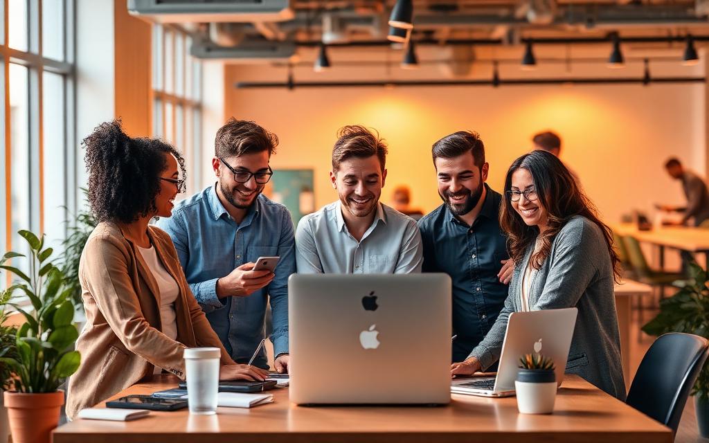 AI Free Text Pro team collaborating in modern office